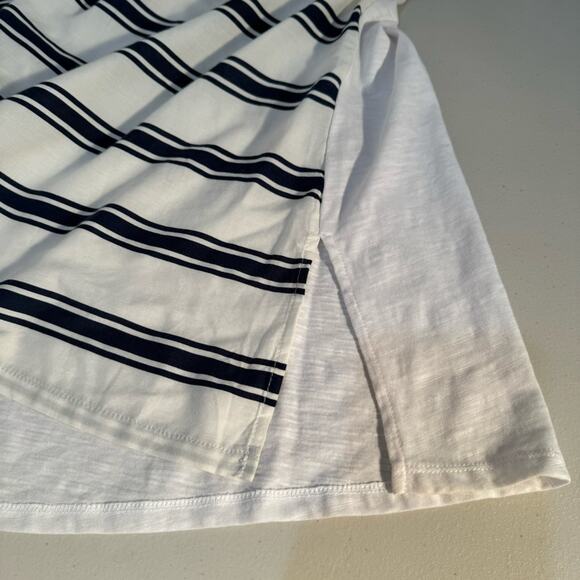 Lane Bryant White Blouse Navy Blue Striped V-Neck Shirt Size 4X 26/28 Coastal - Picture 2 of 4